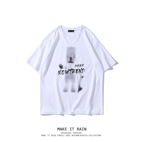 DFMEI 다크 새로운 유행 남자와 여자의 추상 인쇄 반팔 티셔츠 한국어 스타일 스트리트 레저 기본 셔츠 탑
