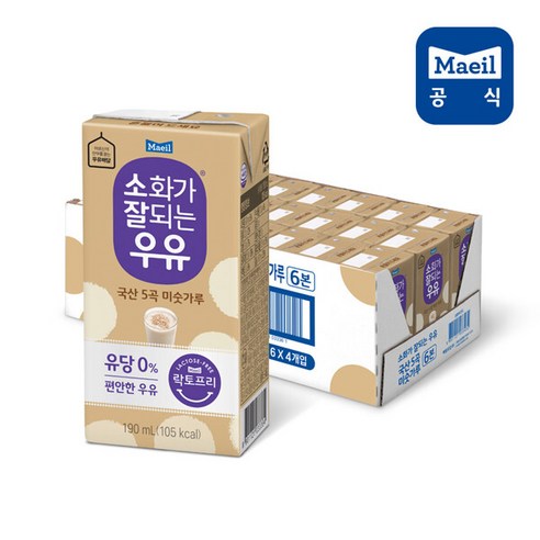 매일 소화가잘되는 미숫가루 190ml 24팩/우유/멸균우유/음료/음료수, 24개