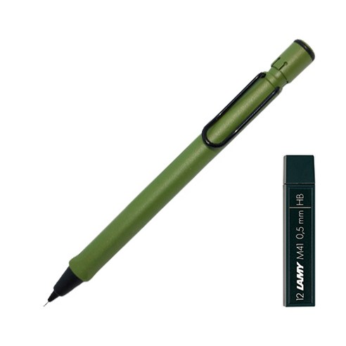 LAMY 사파리 샤프 사바나그린 + 샤프심 HB 세트, 1세트, 0.5mm