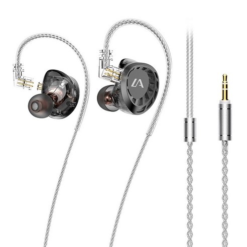 Lafitear LF4 다이나믹 & 밸런스드 아머처 하이브리드 HIFI 유선 이어폰 3.5mm, 블랙