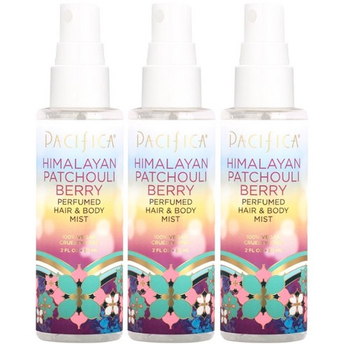 퍼시피카 히말라얀 파촐리 베리 퍼퓸드 헤어 & 바디 미스트 비건, 3개, 59ml