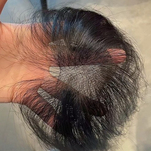 큐엔유 내추럴 여성 앞머리 가발 수제 인모 정수리 부분가발, 1개, 자연블랙 앞머리 타입