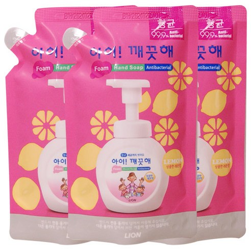 아이깨끗해 핸드워시 거품형 리필 레몬향, 200ml, 3개