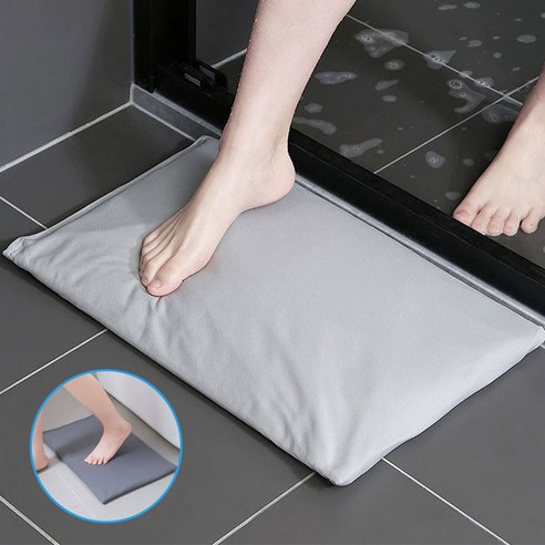 순간건조 욕실 발매트 화장실 현관 규조토 매트 발판, 라이트그레이