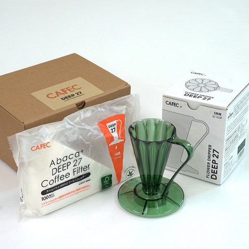 카펙 CAFEC 플라워 딥27 드리퍼 필터 핸드드립 커피 세트, 1ml, 1세트