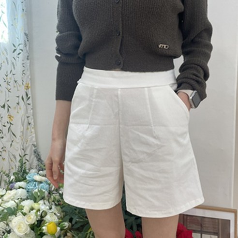 여성을 위한 편안하고 세련된 여름 필수품: 러블루 1+1 린넨 면 밴딩 반바지