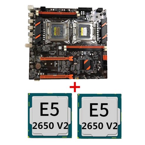 노 브랜드 X79 마더보드 LGA 2011-3 지원 듀얼 CPU 4XDDR3 제온 E5 시리즈+2X 2650 V2 슈트용 128G 메모리