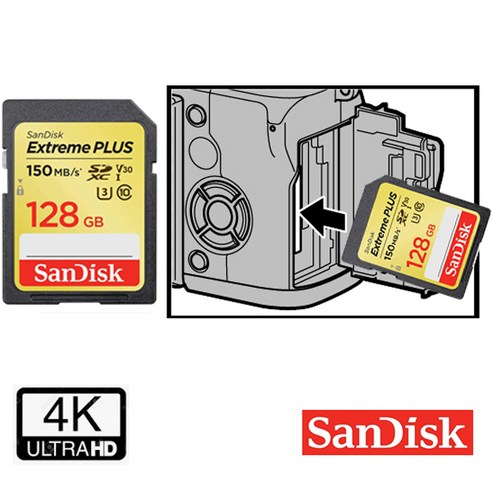 Nikon 니콘 D780 SLR 카메라 호환 128GB SDXC 메모리카드 4K 녹화, 샌디스크 Extreme SDXC UHS-1 128GB