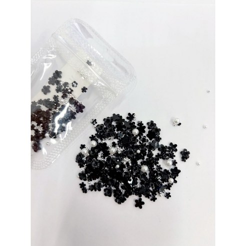또또몰 꽃 진주 네일파츠 꽃 네일, 1개, 블랙 진주