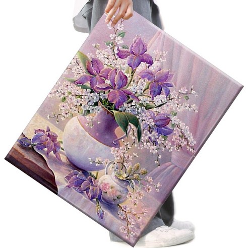 FASEN 액자 보석십자수 캔버스형 DIY 키트 40 x 50 cm, 1세트, FAN103.보라색 황혼