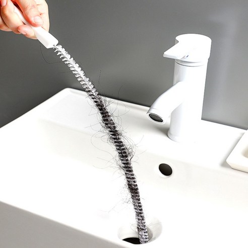일상채움 욕실 주방 싱크대 배수구 이물질 제거솔 45cm, 2개
