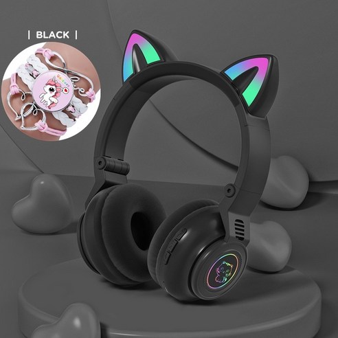MAGIC 귀여운 고양이 귀 무선 이어폰, 하나, Black