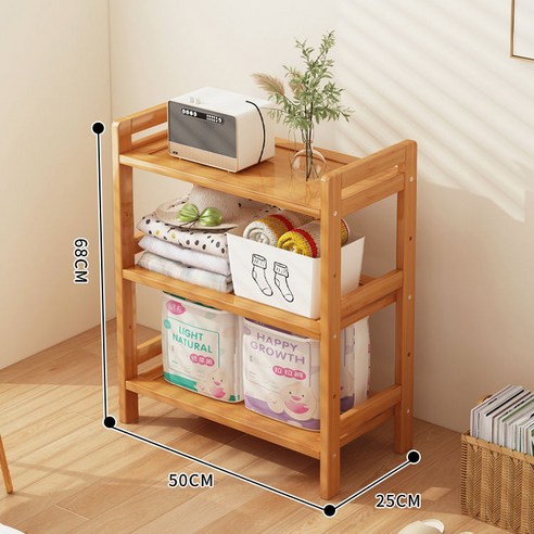 가남 수납선반 주방 선반 조립식 선반 다용도 선반 책장 정리대, 1개, 원색-50cm-3단