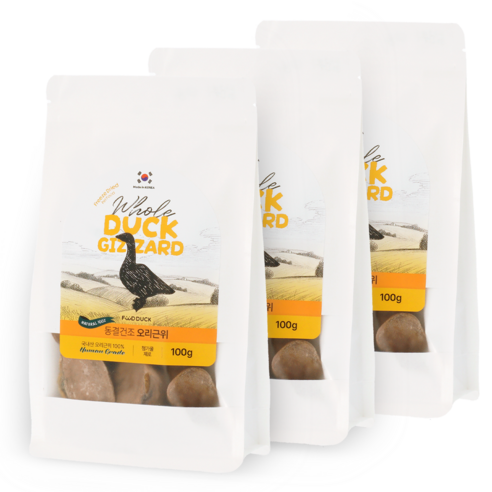 푸드덕펫푸드 강아지 애견 수제 간식 동결건조 통트릿, 3개, 100g, 오리근위
