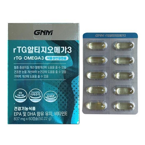 GNM자연의품격 rTG 알티지 오메가3 837mg x 60캡슐 / win, 없음, 1개, 60개