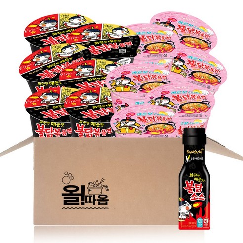 올따옴)삼양 불닭큰컵6개+까르보불닭큰컵6개+불닭소스200g 1개