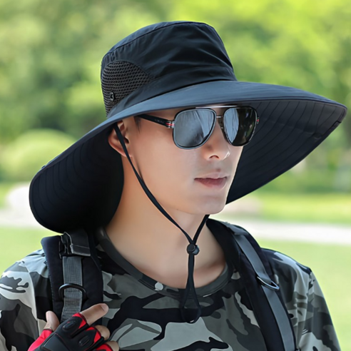 코실 등산 낚시 캠핑 챙넓은 햇빛차단 남녀공용 사파리 모자, 베이지