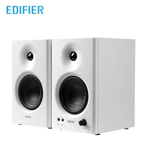 에디파이어 MR4 2.0 스튜디오 모니터 레퍼런스 스피커 시스템 TRS 밸런스드 3.5mm Aux RCA 입력 42W RMS 4 인치 블랙 화이트 스피커, 2) White