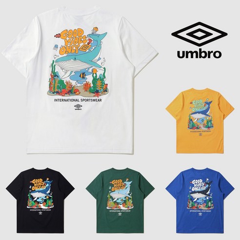 엄브로 남자 스포츠 반팔 UMBRO GOOD VIBES ONLY 웨일 프레쉬 반팔티셔츠( UP223CRS59WHT)