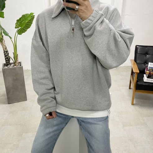 스트릿제이 헤비 쭈리 카라 반집업 맨투맨