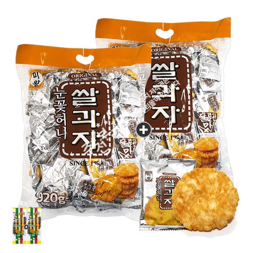 미왕 눈꽃허니 쌀과자(920g) 2봉 +맛기차콘 2개포함 세트, 1세트, 920g