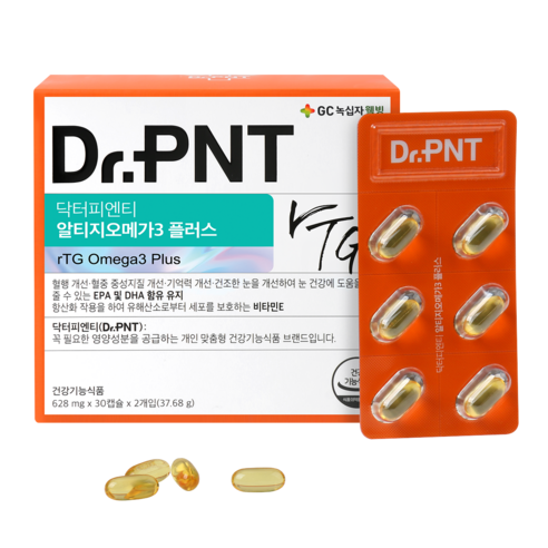 [녹십자웰빙] 닥터피엔티 알티지오메가3 플러스 (628mg*60캡슐), 2개, 30정 알티지오메가31008