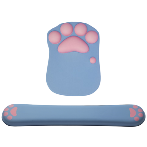 스놉볼 말랑냥이 젤리 마우스패드 키보드 손목 받침대, 블루, 1세트