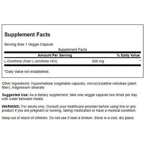 스완슨 L-오르니틴 500mg 베지 캡슐, 60개입, 1개, 60정