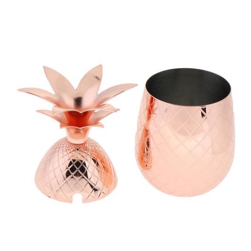 구리 밀짚 3가지 색상 옵션이 있는 스테인리스 스틸 파인애플 컵 텀블러, 핑크, 19.5x8cm, 스테인레스 스틸