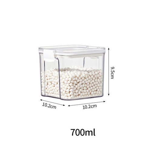 다나에 가정용 곡물 투명 저장 탱크 사각형 플라스틱 저장 상자, 700ml