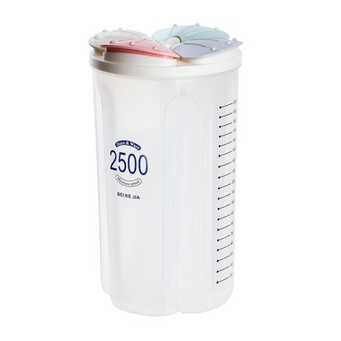 시리얼 디스펜서 보관함 주방 식품 곡물 용기, 2 그리드 2500ml, PP