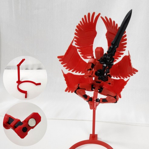 [착착붙는] 아느캐 DIY 3D 날개달린 관절피규어 액션피규어 조립블록, 레드, 1개