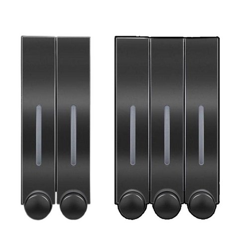 2 조각 벽 마운트 비누 디스펜서 샤워 로션 샴푸 젤 병 블랙, 검은 색, 10x8x28cm 15x8x28cm., 플라스틱