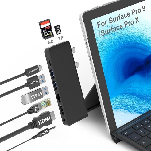 4K HDMI를 지 Surface Pro 9 도킹 스테이션 Thunerbolt 48K 비디오 + 40Gbps 100W 전원 100M 이더넷 USB 3.0 2개 SD TF 카, For Surface pro 9, For Surface pro 9