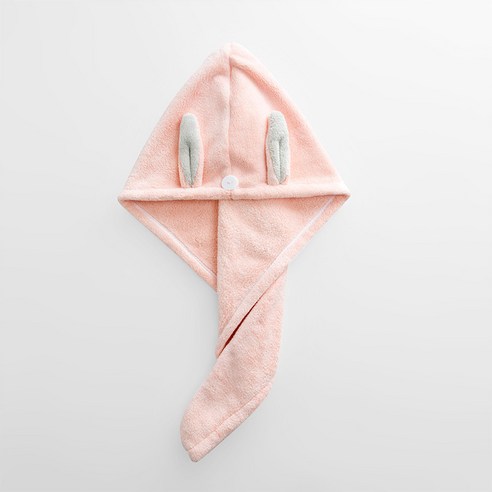 토끼귀 마른 머리 모자 흡수속 마른 틱톡 생방송 마른 머리 수건 가방 두건, 핑크, 성인:25*65cm 어린이:19*56cm