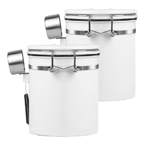 Sifei 스테인리스 스틸 이그조스트 씰드 탱크 커피보관용기 1.5L, 2개, White