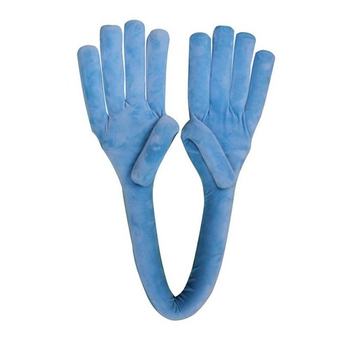 다기능 팜 베개 유연한 목 지원 완벽한 손 모양 목 지원 쿠션 휴대용 베개, 파란색, 폴리에스터