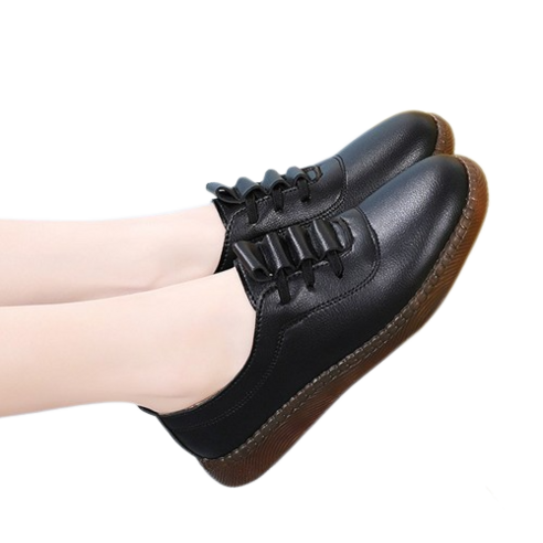 도오빠 리젠브 여성 가죽 단화 스니커즈 2.5CM 플랫 드라이빙 슈즈 발편한 중년 여자단화