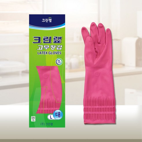 크린랲 고무장갑, 핑크, 대(L), 10개