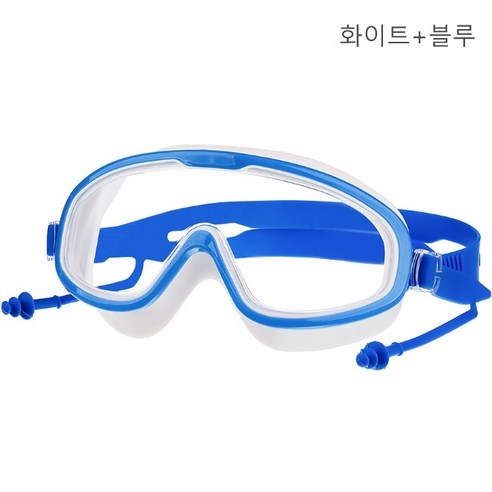 비치플로우 고글물안경 귀마개일체형, 화이트블루, 1개