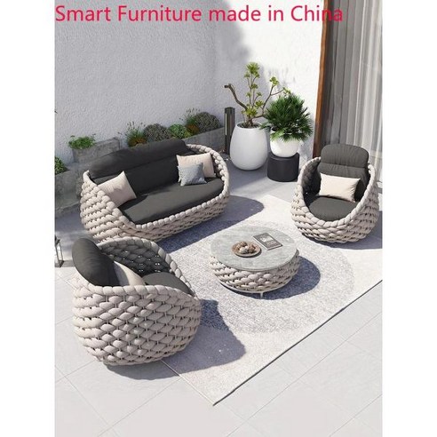 야외 야외용 소파 발코니 가구 마당 빌라 등나무 의자 정원 방수 선스크린 레저, B Three seat sofa