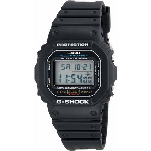 G-Shock 레진 스트랩이 있는 카시오 남성 쿼츠 시계 블랙 20 (모델: DW5600E-1V)