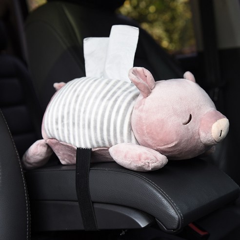 창의 만화 차 적재 휴지 손잡이 상자 휴지 박스 자동차 의자 귀엽다 카우보이 휴지 가방 자동차 내장, 핑크 돼지 줄무늬