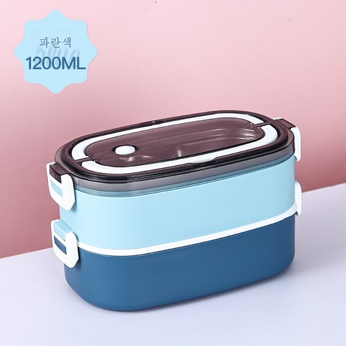 DFMEI 스테인레스 스틸 이중층 도시락 도시락 세트 직장인은 전자 레인지 단열 도시락 여성 수 있습니다, DFMEI 9021-2 더블 레이어 304 블루/120