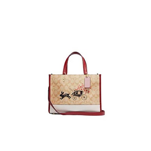 코치 뎀프시 캐리올 백 시그니처 자카드 스트라이프 패치