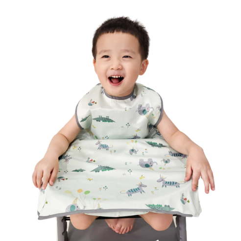 벨베이비 식탁일체형 방수 턱받이 나시 완전커버 라지, (리뉴얼)민트 애니멀, 1개입, 1개
