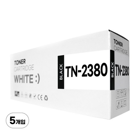 브라더 TN-2380 재생토너 HL-L2365DW L2360DN MFC-L2700D MFC-L2700DW, 5개, 검정