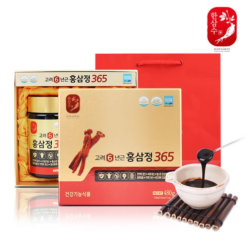 한삼수 고려 6년근 홍삼정365 480g 2병 세트 가족건강 면역력 증진 피로개선 액기스 진액, 1세트