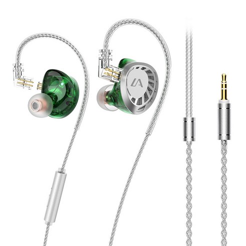 Lafitear LF4 다이나믹 & 밸런스드 아머처 하이브리드 HIFI 유선 이어폰 3.5mm 마이크 포함, 그린 
게임