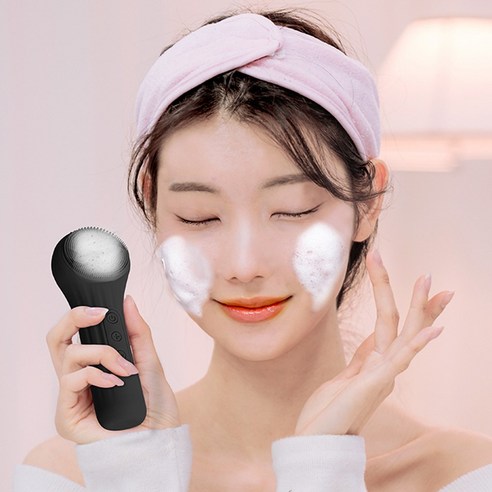 YEBBUM 예뿜 멀티 진동클렌저 세안 실리콘 브러쉬 피부관리기, 블랙